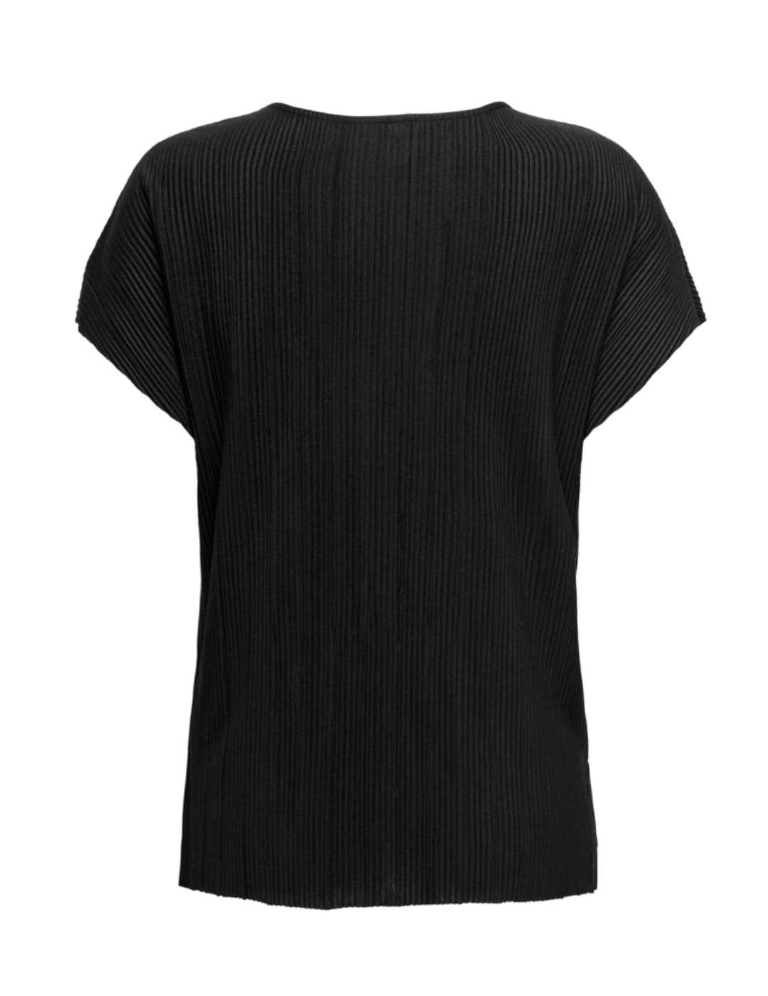 Camiseta Only Fina cuello v negro manga corta para mujer