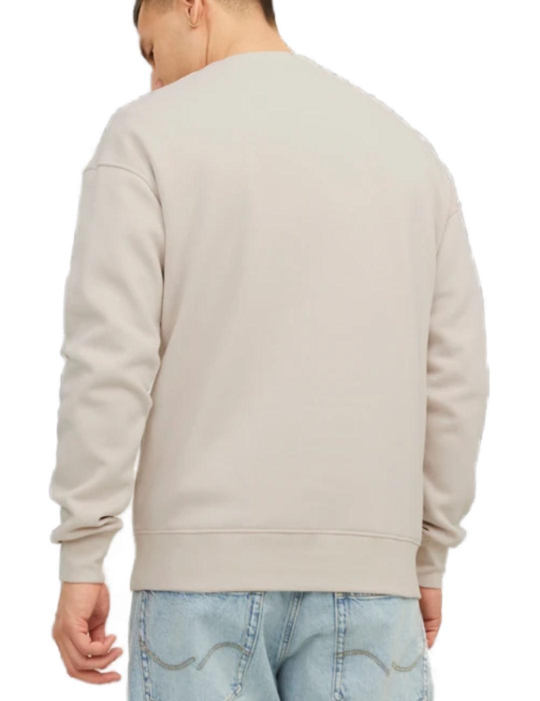 Sudadera Jack&Jones Vesterbro beige sin capucha para hombre