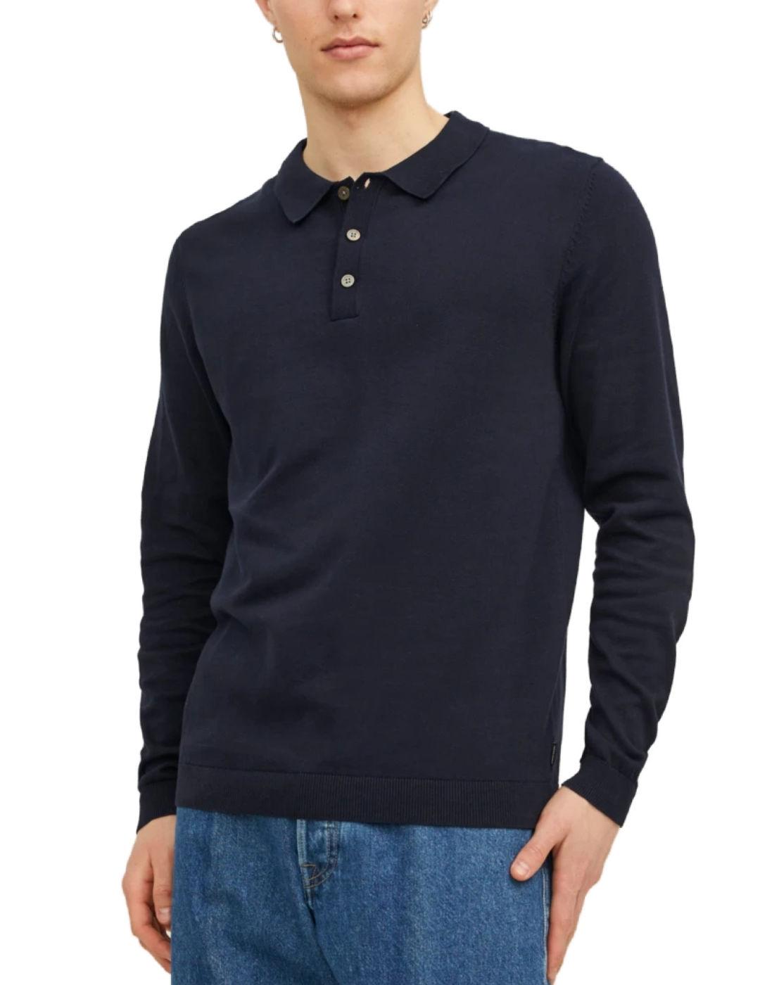 Polo Jack&Jones Blaigor azul marino manga larga para hombre