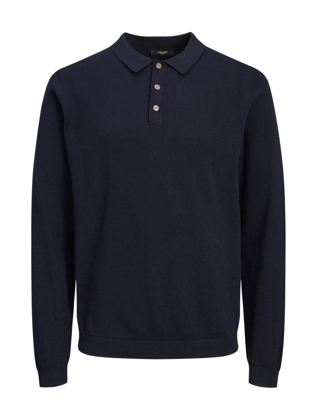 Polo Jack&Jones Blaigor azul marino manga larga para hombre