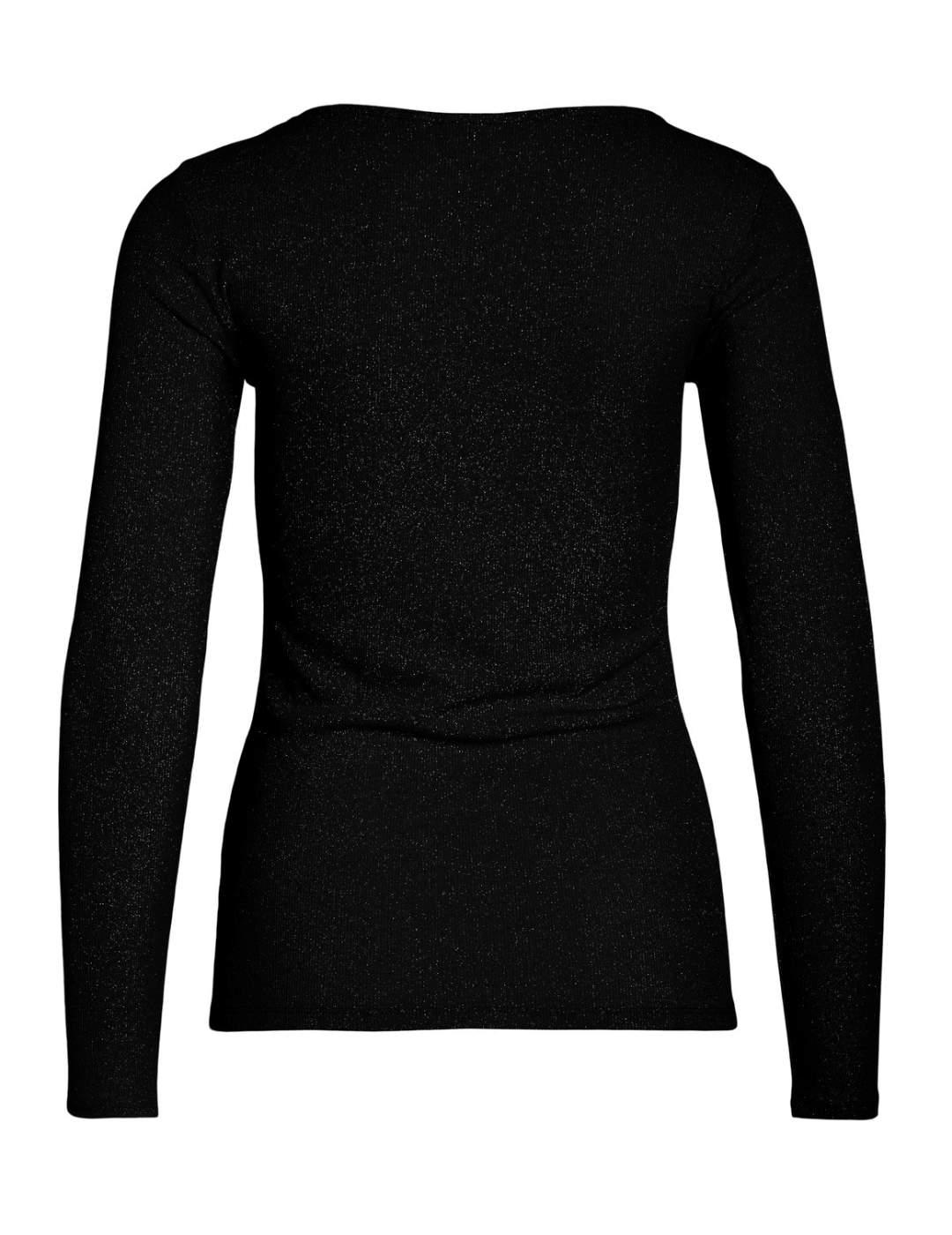 Camiseta Vila Luxy manga larga negra de mujer