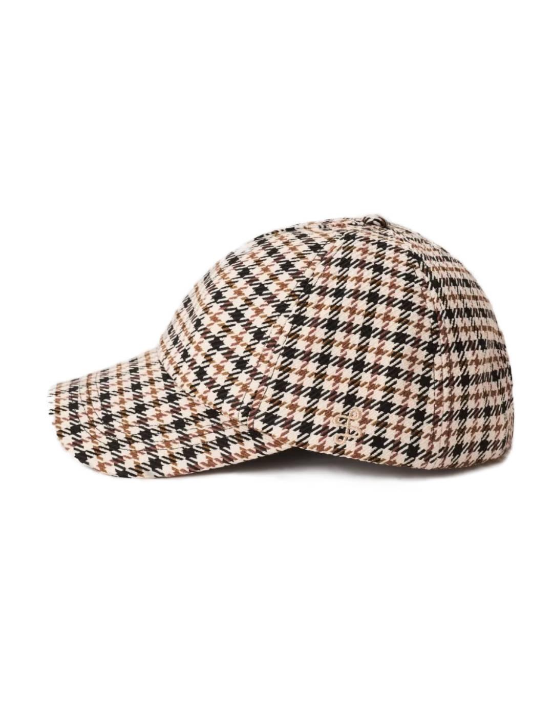 Gorra salsa con branding pata de gallo tonos tierra de mujer
