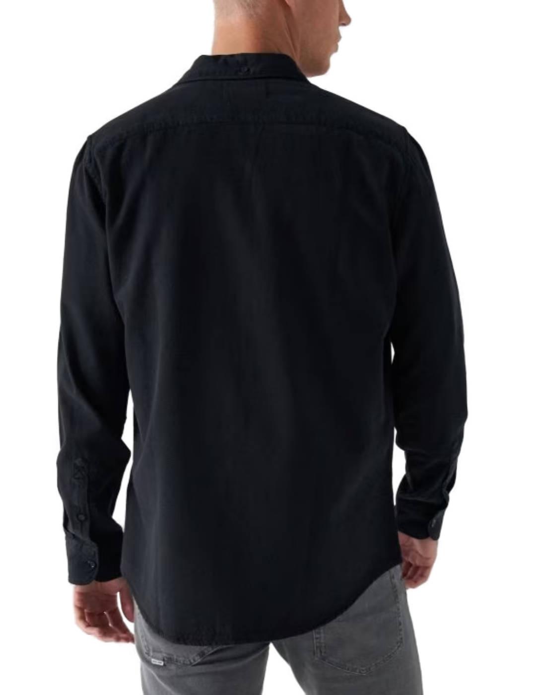 Camisa Salsa con textura azul marino de hombre
