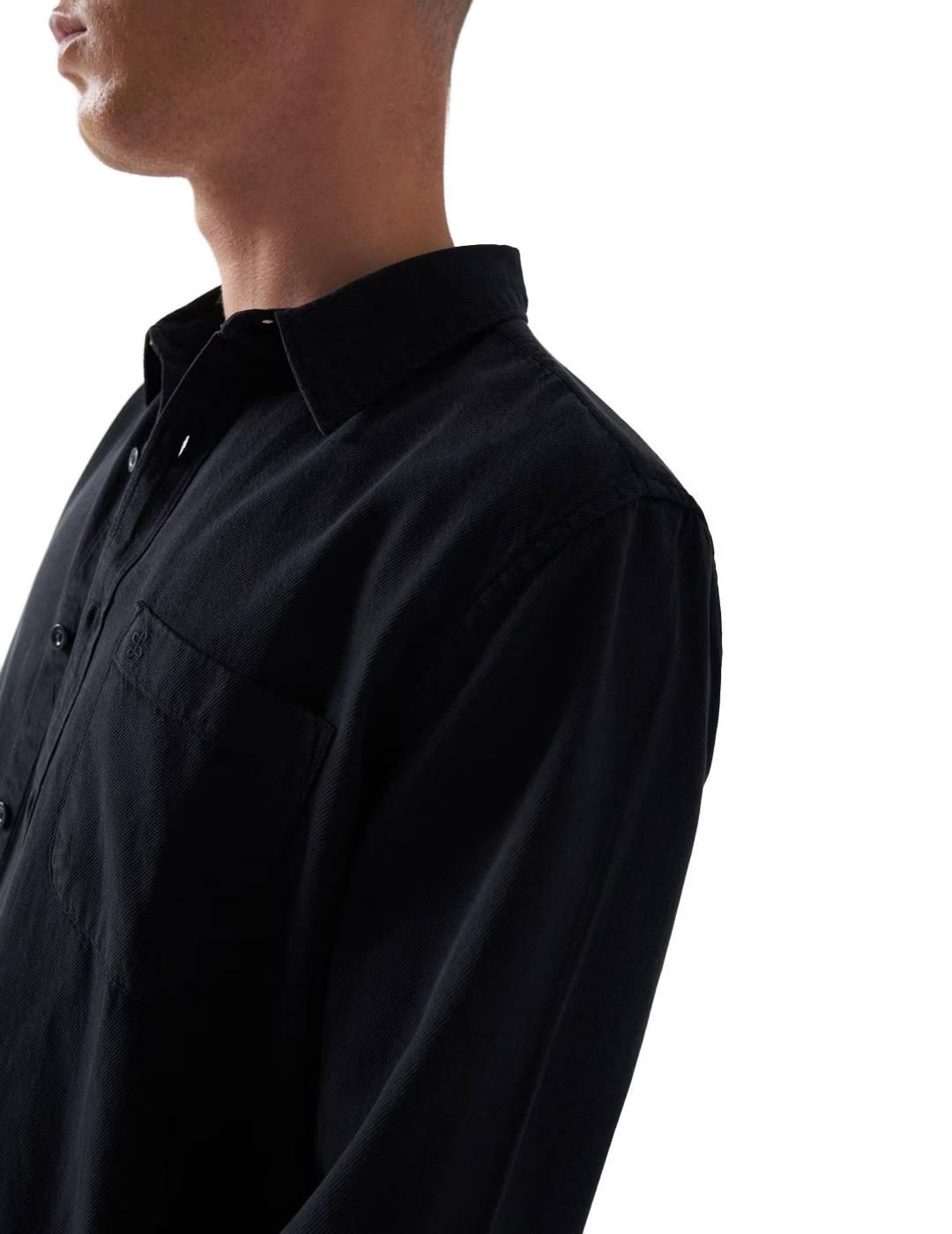 Camisa Salsa con textura azul marino de hombre