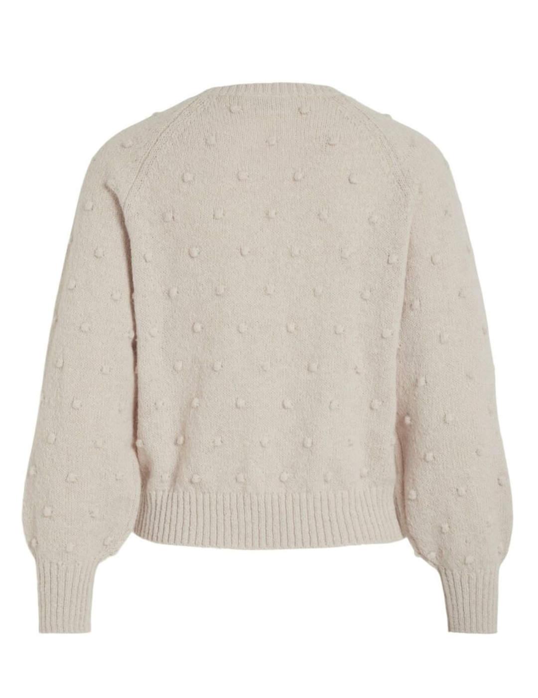 Jersey Vila Tulil beige pompones manga ancha para mujer