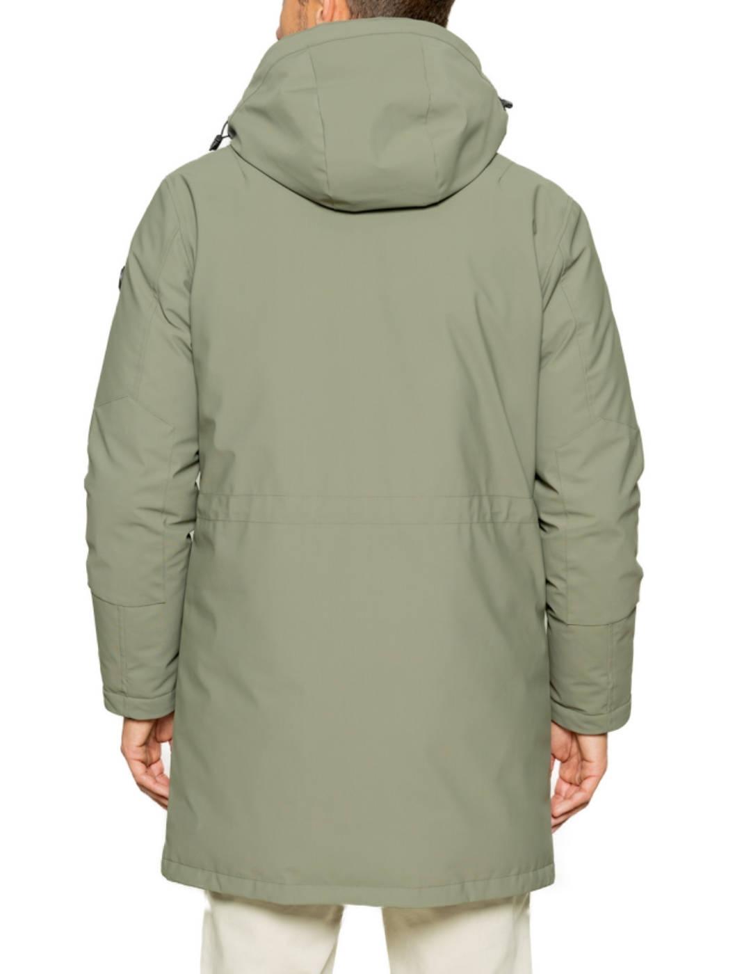 Parka Scotta Rainy verde khaki con capucha para hombre