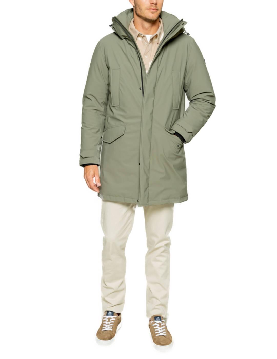 Parka Scotta Rainy verde khaki con capucha para hombre