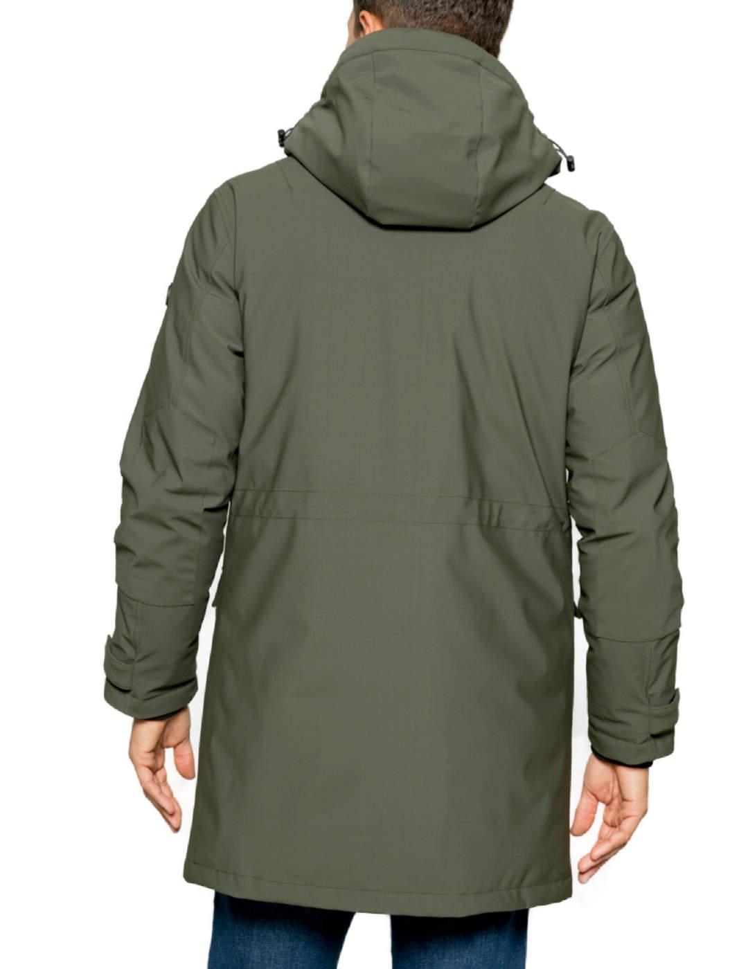 Parka Scotta Rainy verde oscuro con capucha para hombre