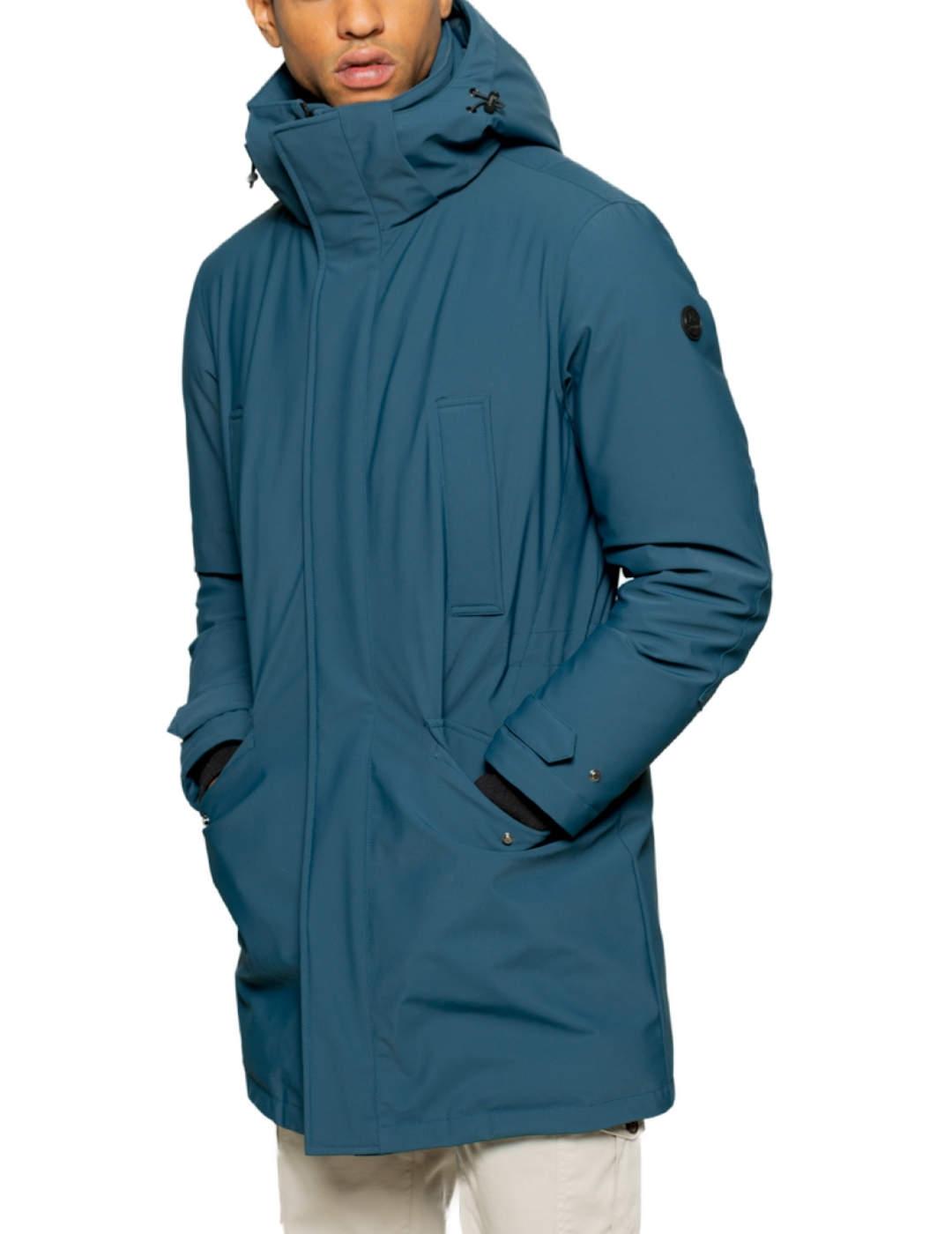 Parka Scotta Rainy azul con capucha para hombre
