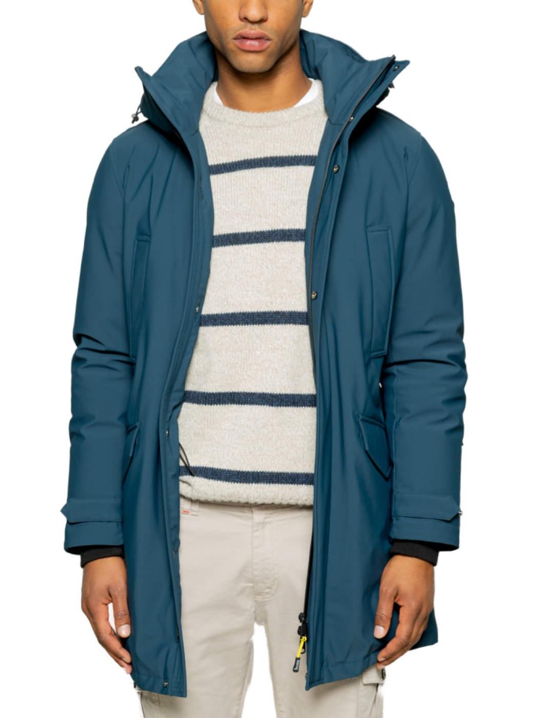 Parka Scotta Rainy azul con capucha para hombre