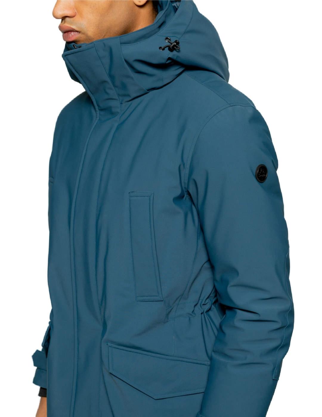 Parka Scotta Rainy azul con capucha para hombre