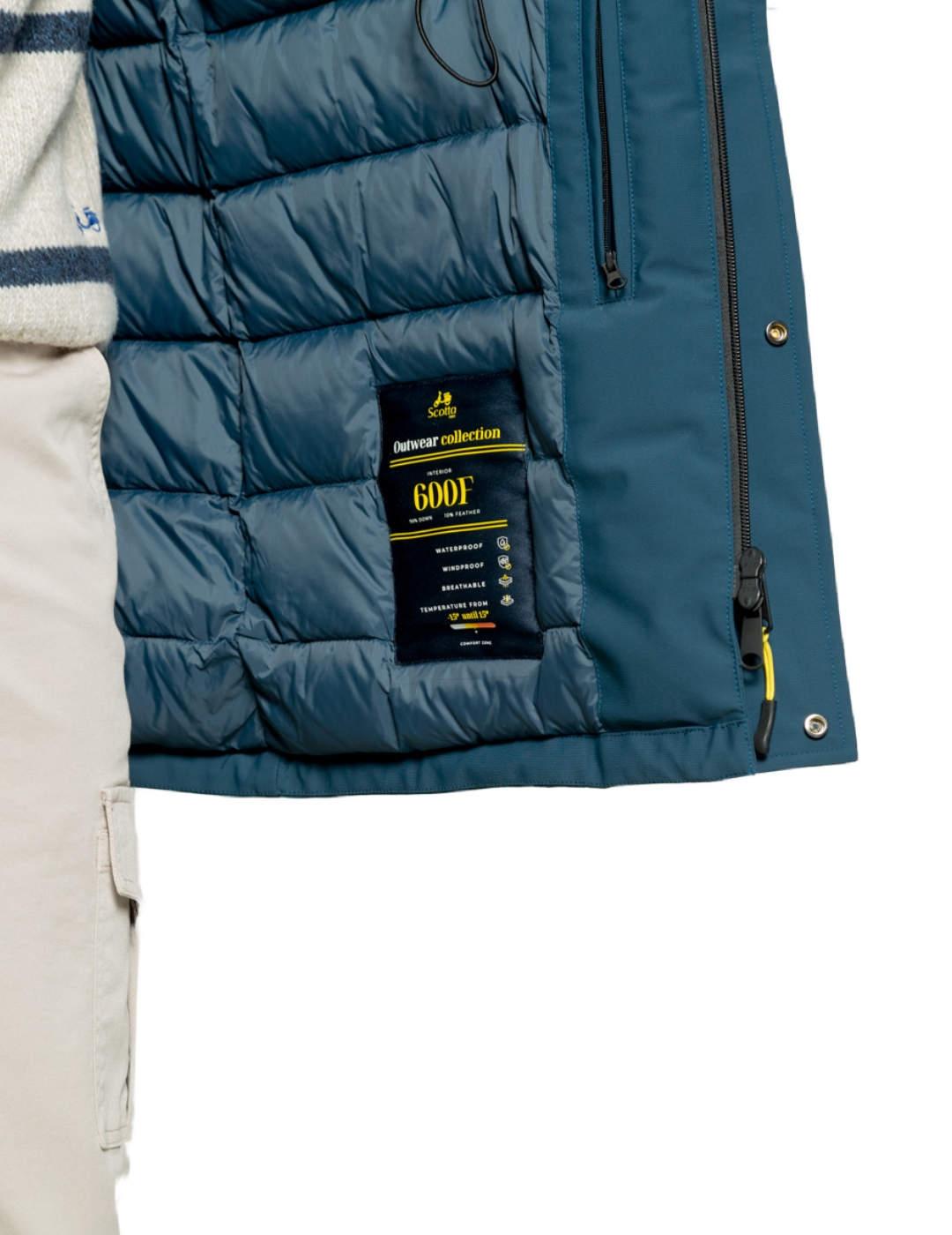 Parka Scotta Rainy azul con capucha para hombre