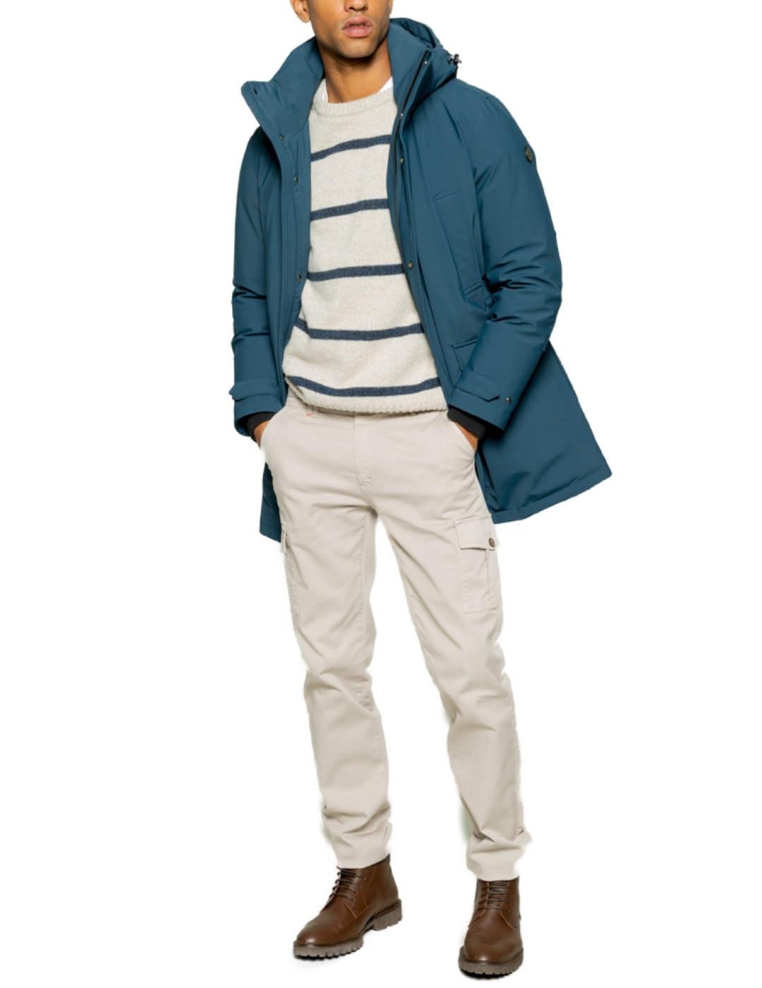 Parka Scotta Rainy azul con capucha para hombre