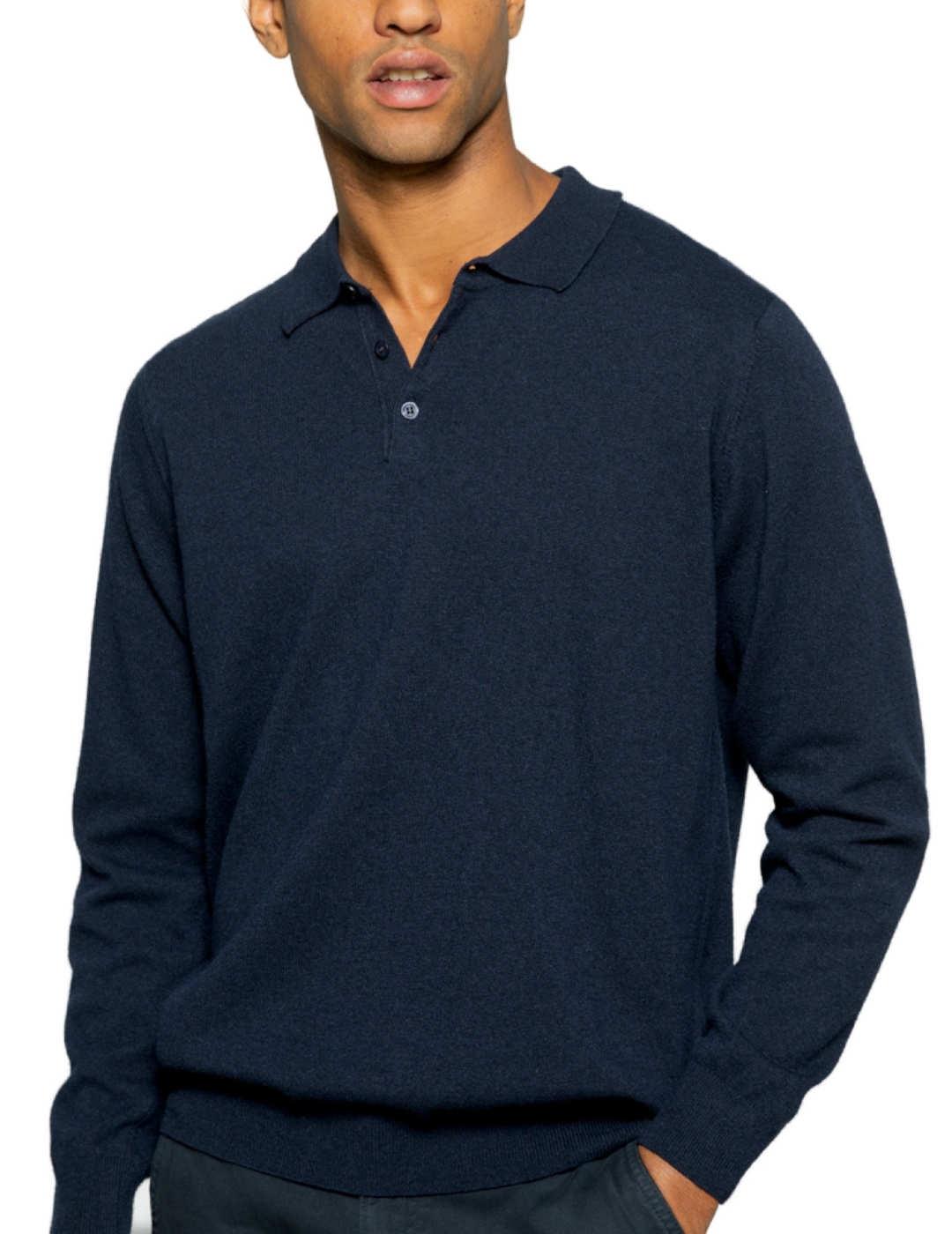 Jersey polo Scotta Cashmere azul marino para hombre