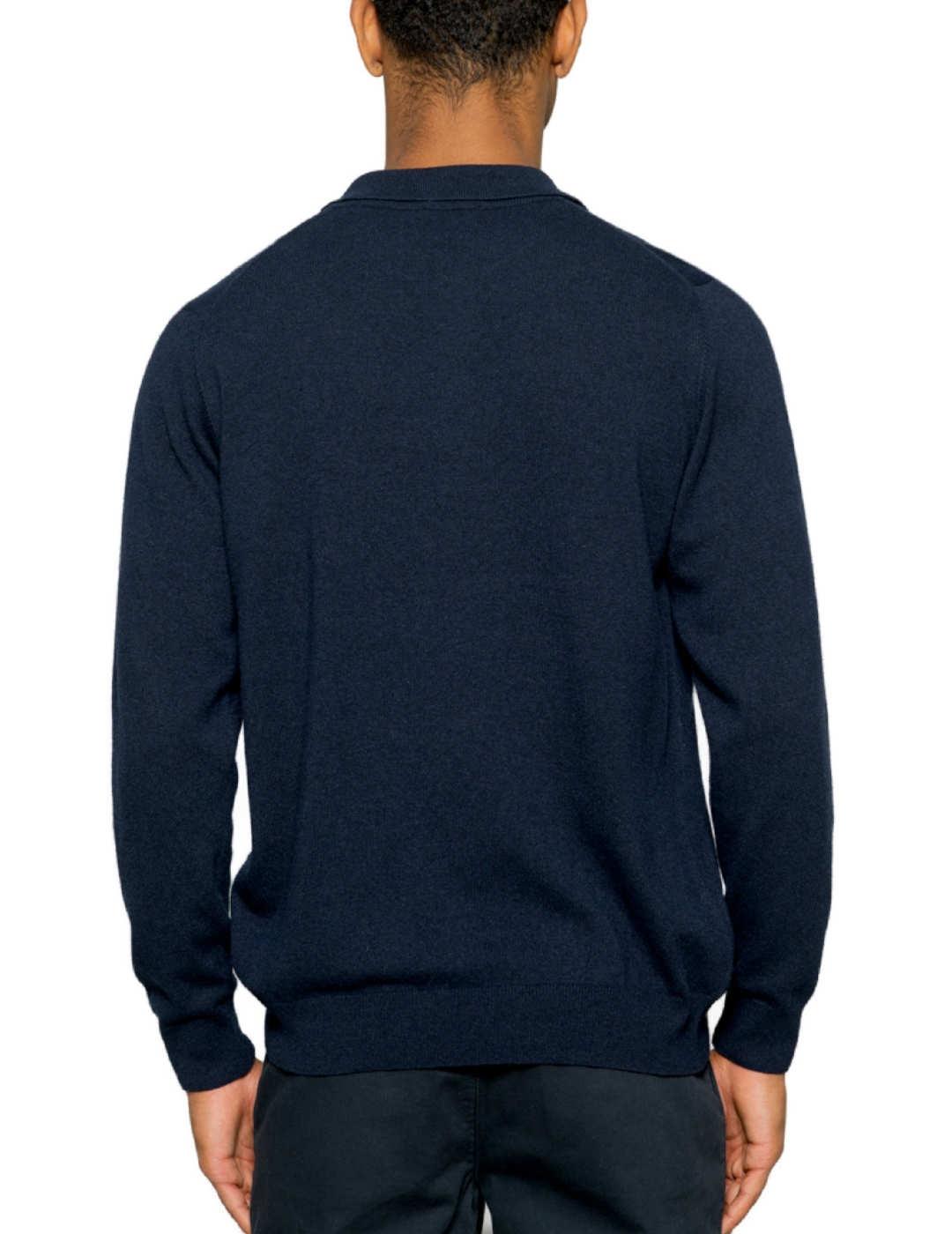 Jersey polo Scotta Cashmere azul marino para hombre