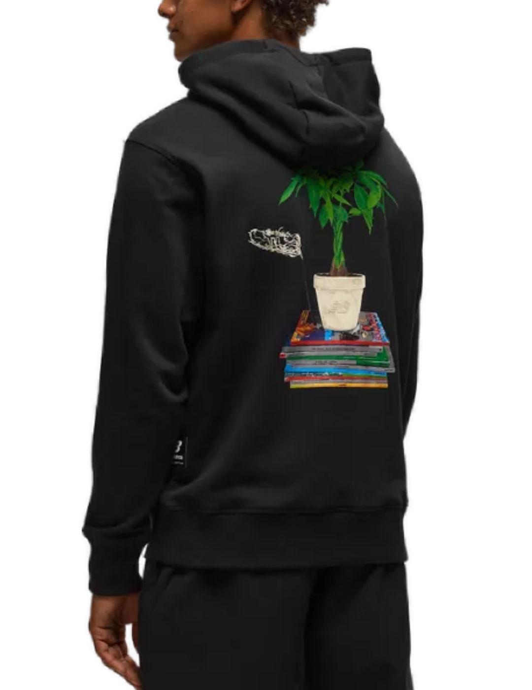 Sudadera New Balance negra con capucha de hombre
