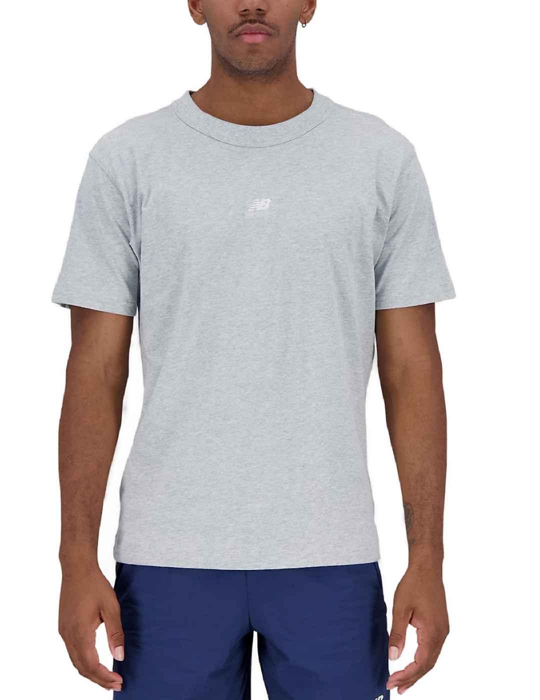 Camiseta New Balance gris manga corta para hombre