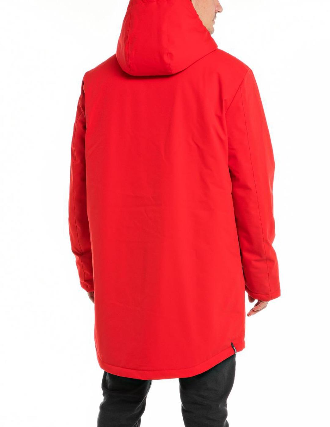 Chaqueta Replay rojo larga con capucha  para hombre