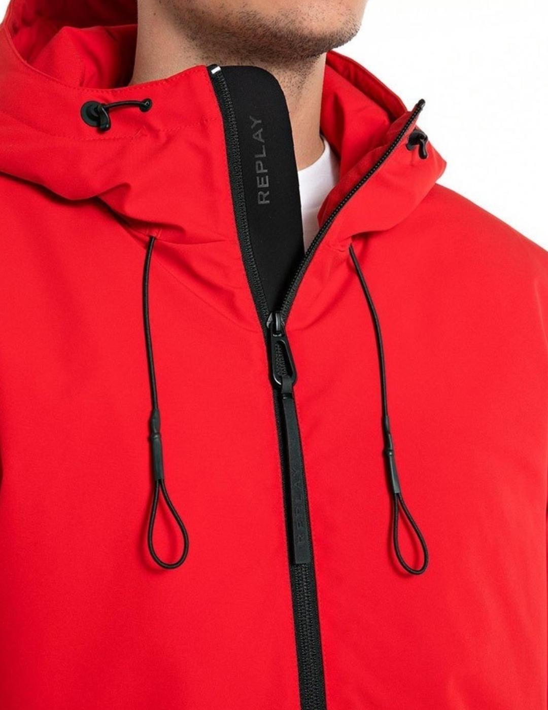Chaqueta Replay rojo larga con capucha  para hombre