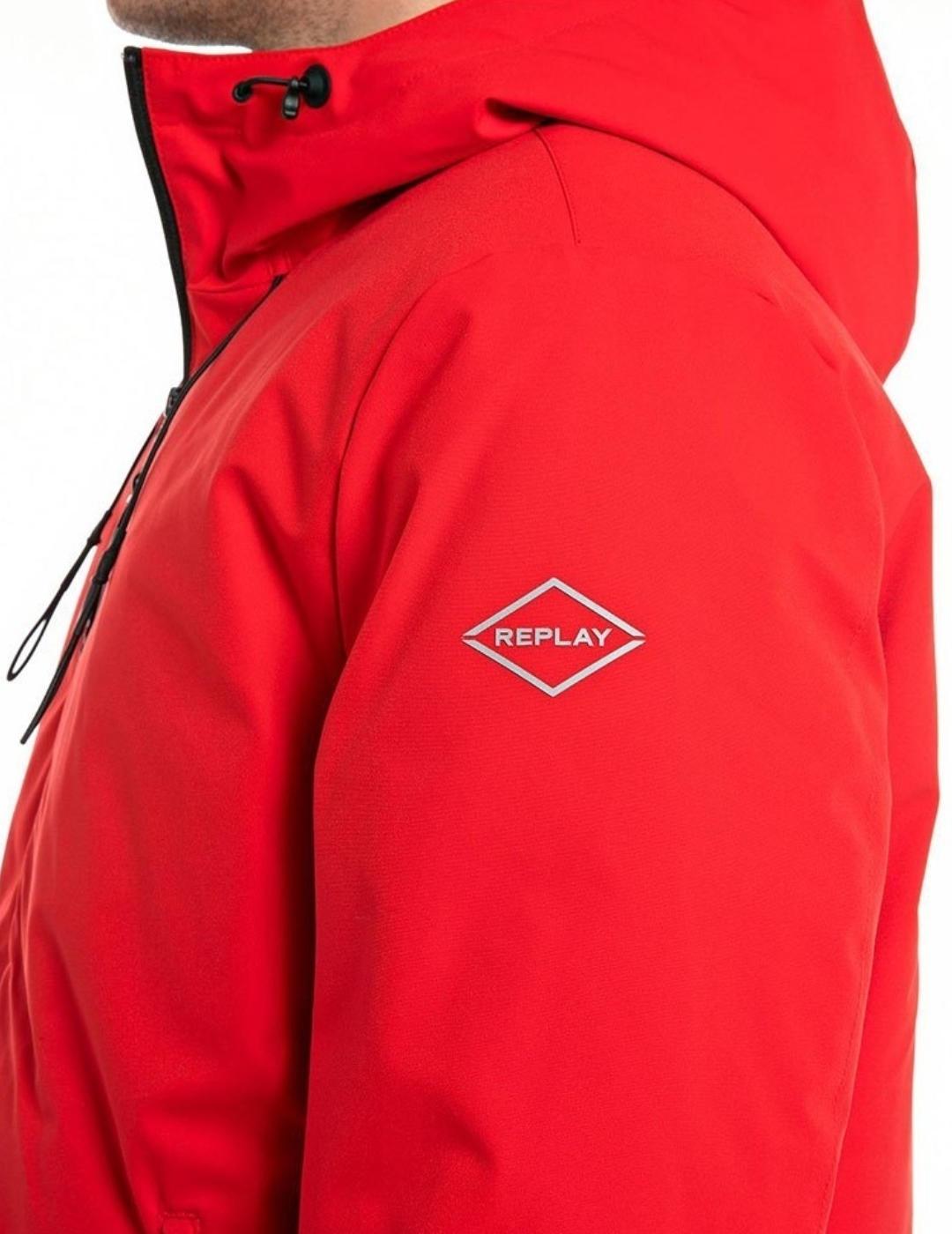 Chaqueta Replay rojo larga con capucha  para hombre