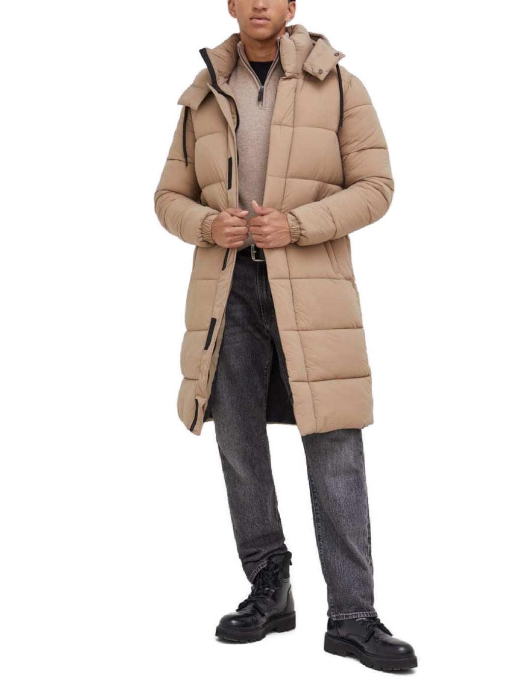 Plumas Superdry Ripstop beige largo con capucha para hombre