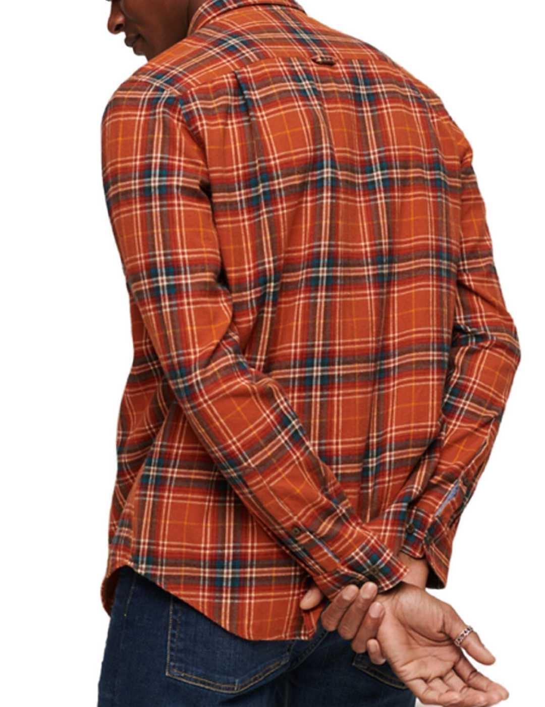Camisa Superdry Cotton cuadros cobre Regular fit para hombre