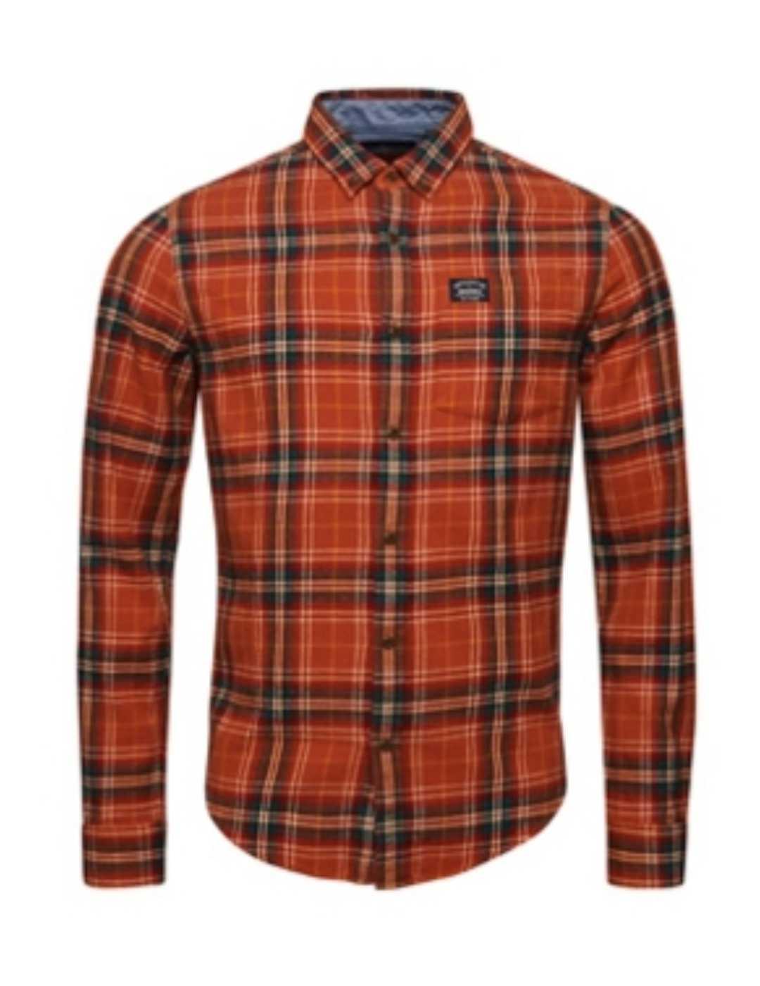 Camisa Superdry Cotton cuadros cobre Regular fit para hombre