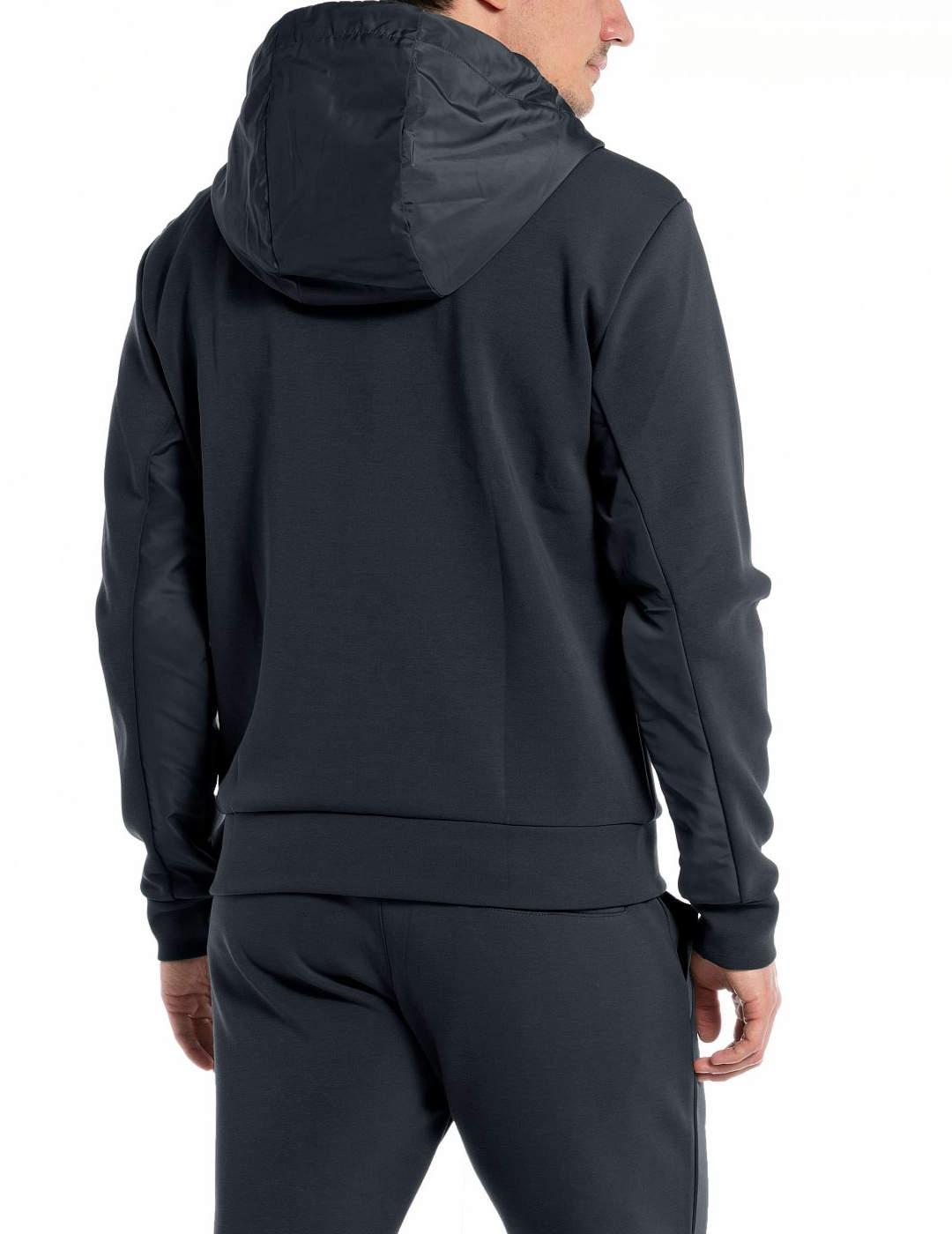 Sudadera Replay negra con cremallera y capucha de hombre