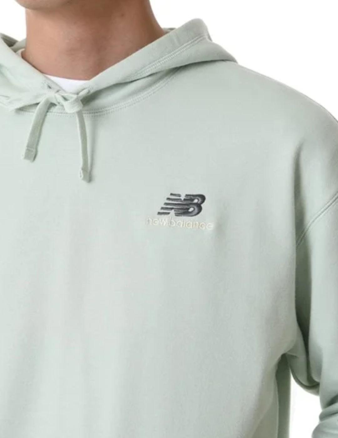 Sudadera New Balance verde claro con capucha unisex