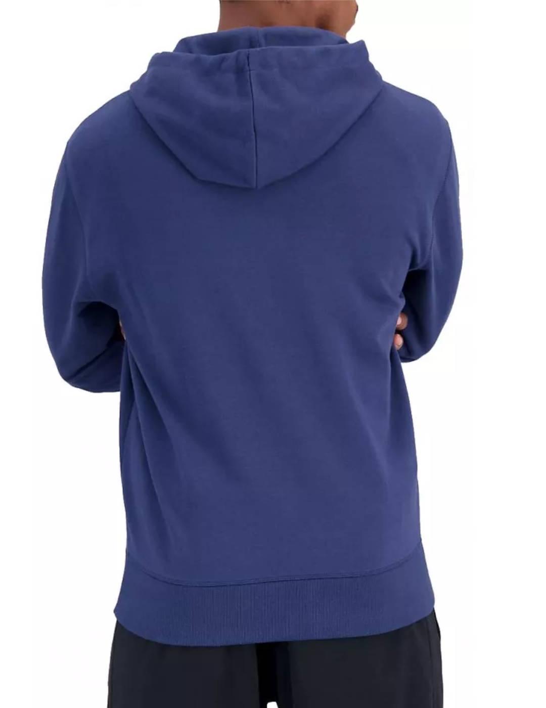 Sudadera New Balance azul con cremallera y capucha de hombre