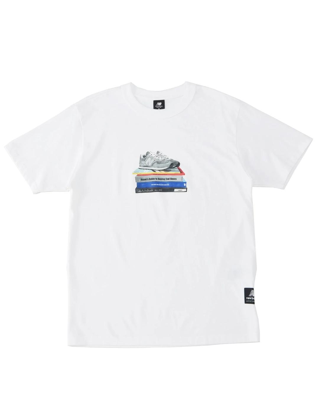 Camiseta New Balance blanca espampado zapatilla de hombre