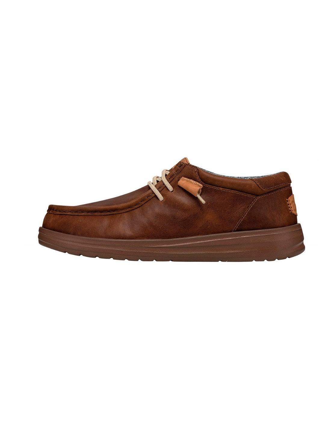 Zapatos mocasin HeyDude Wally marrón cordones de  hombre