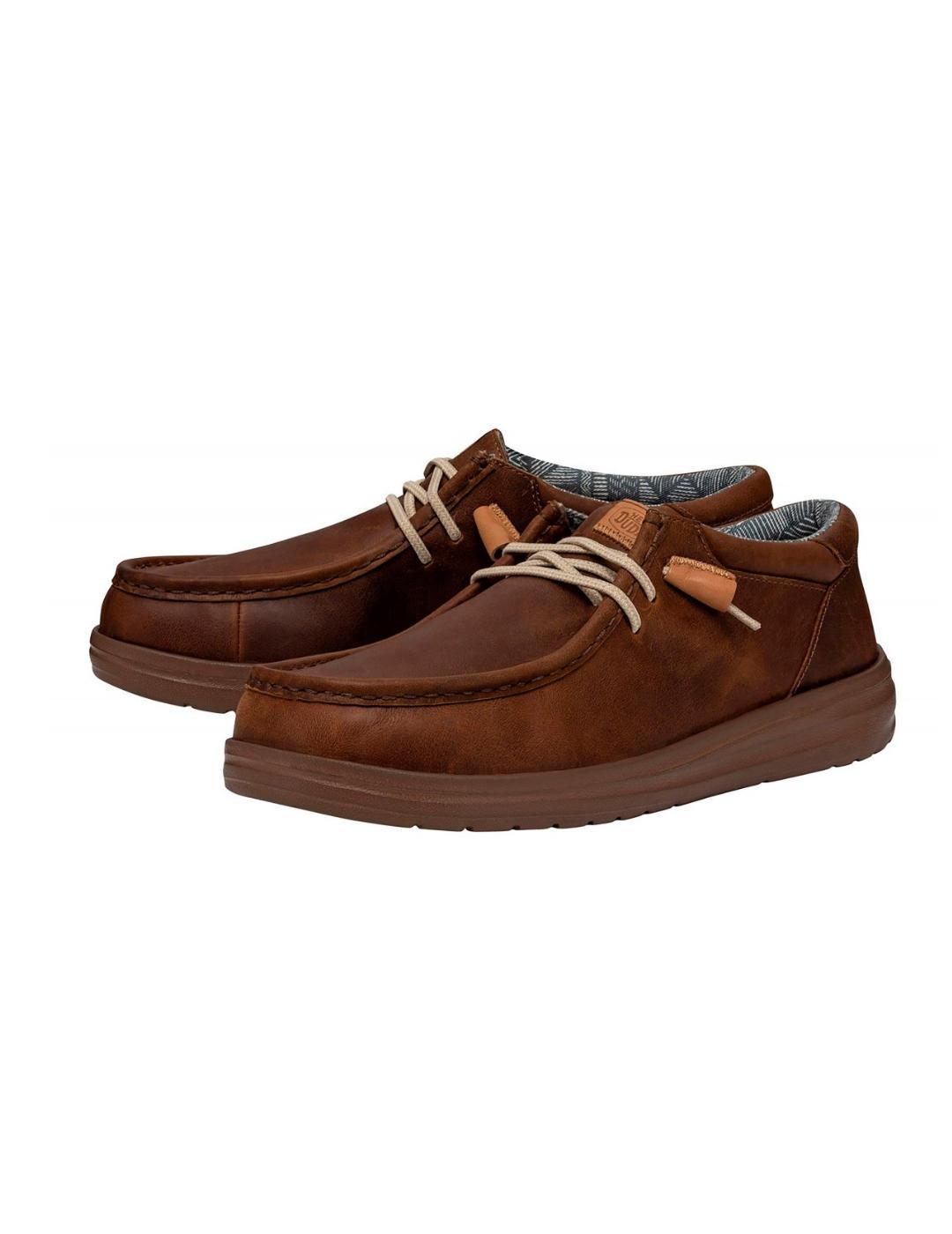 Zapatos mocasin HeyDude Wally marrón cordones de  hombre