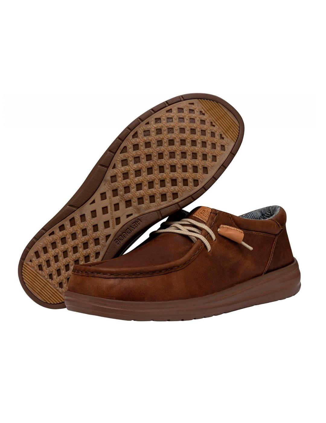 Zapatos mocasin HeyDude Wally marrón cordones de  hombre