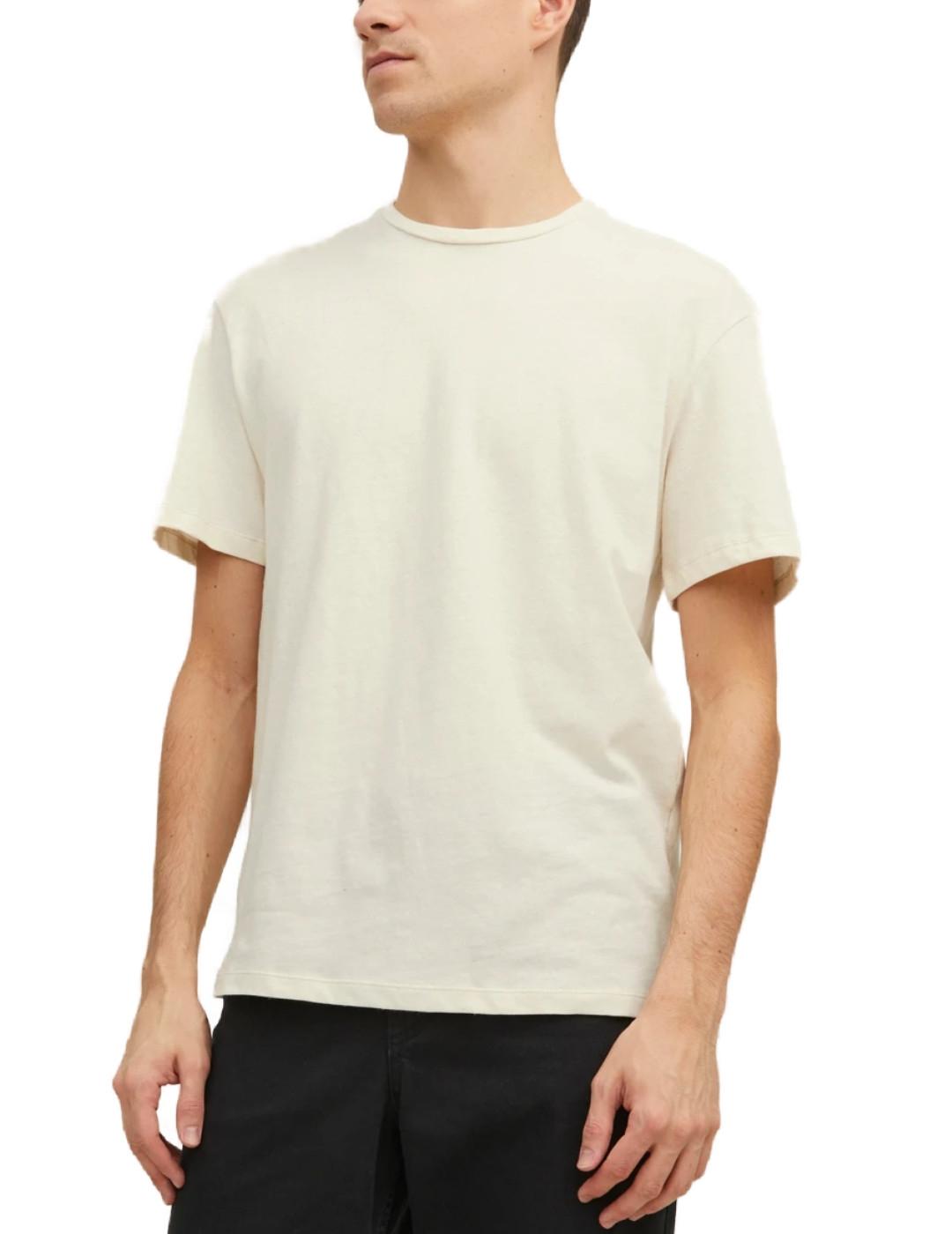 Camiseta Jack&Jones Soft blanco roto manga corta para hombre