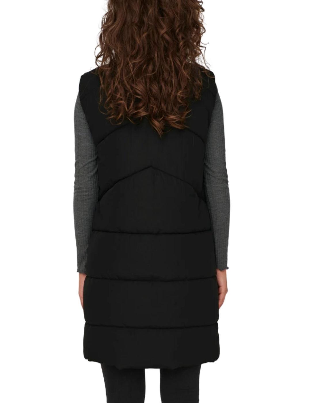 Chaleco Only Matilce midi negro con cremallera para mujer