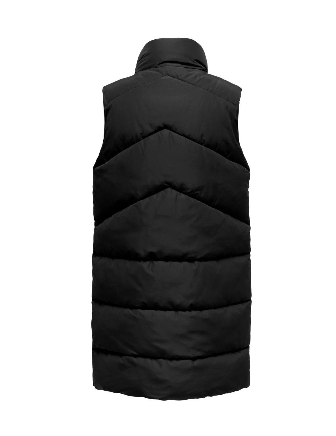 Chaleco Only Matilce midi negro con cremallera para mujer