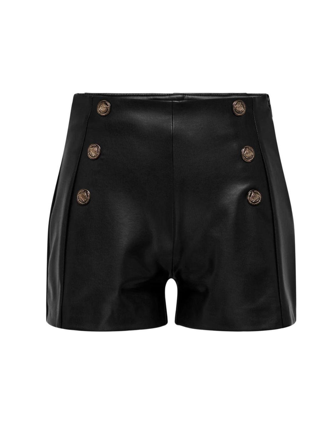 Shorts Only Star polipiel negro botones dorados de mujer