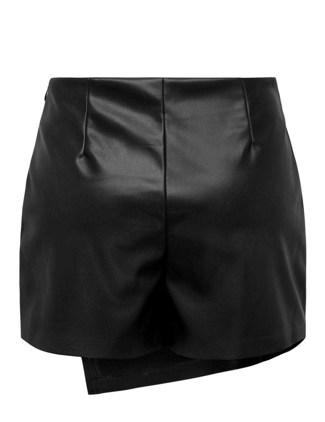 Falda-pantalón Only Mirabel polipiel negro tiro alto mujer