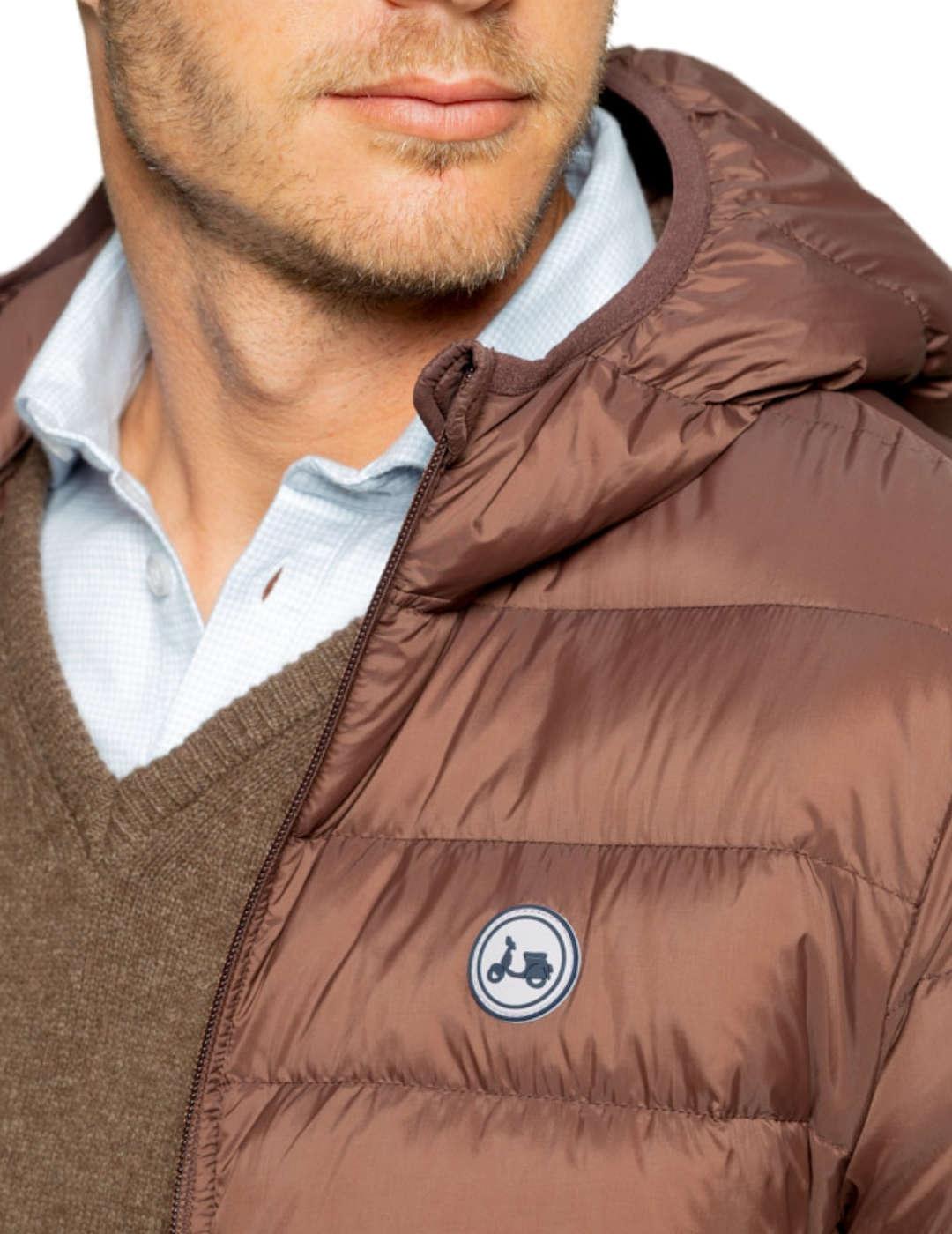 Chaqueta Scotta Hood marrón con capucha para hombre