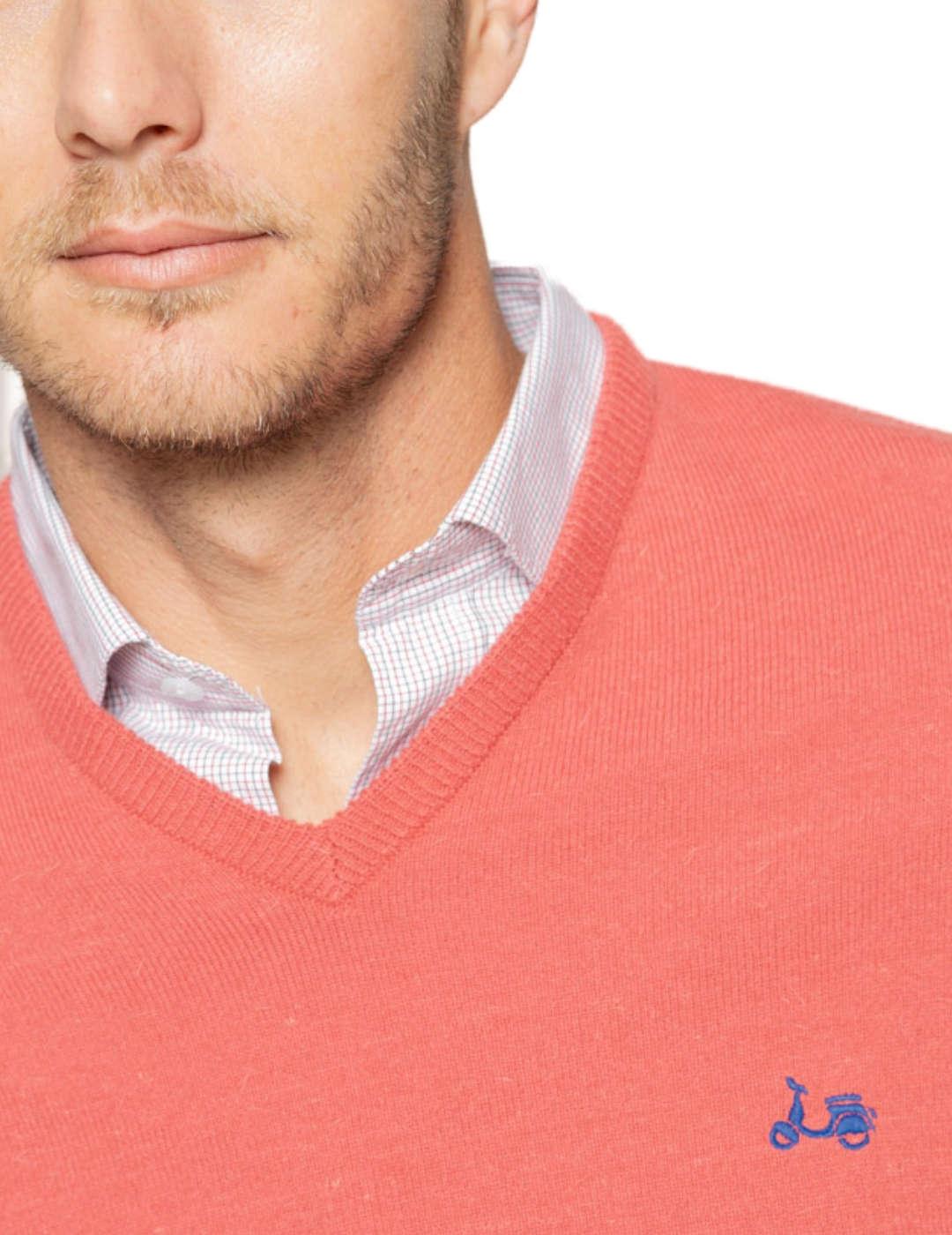 Jersey Scotta Iconic cuello en V rojo para hombre