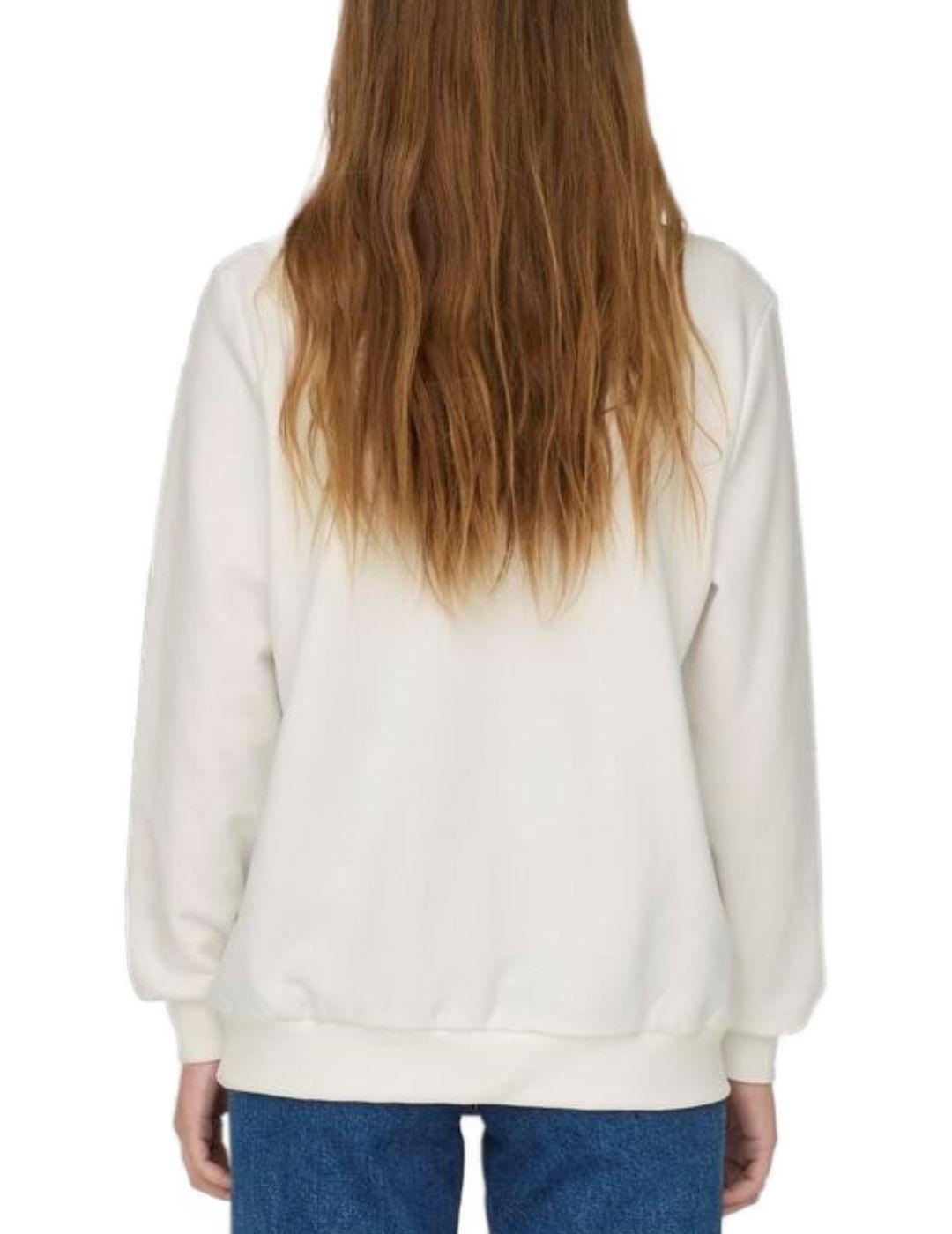 Sudadera Only Henna blanca dibujo cara para mujer