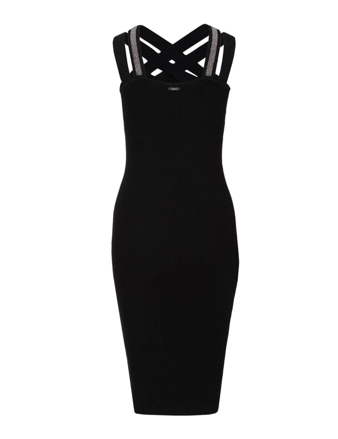 Vestido Guess Diomira de punto negro con tirantes de mujer