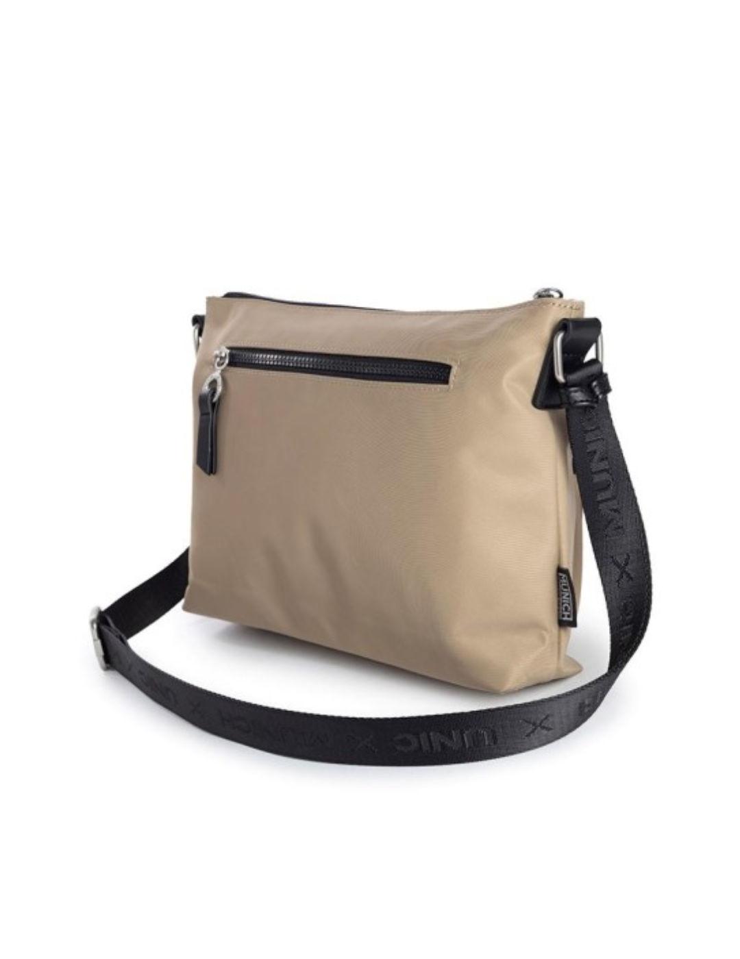 Bolso Munich bandolera Clever beige tostado y negro mujer