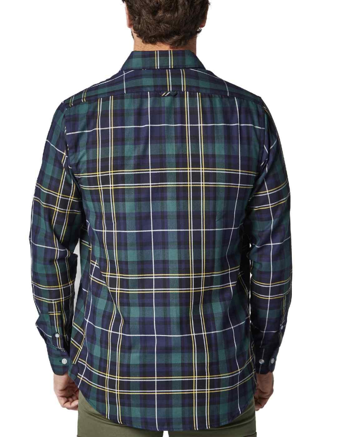 Camisa Altona cuadros azul marino cuello americano de hombre