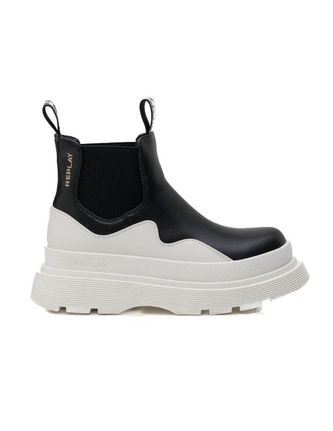 Botines Replay Artic Chelsea blanco y negro plataforma mujer