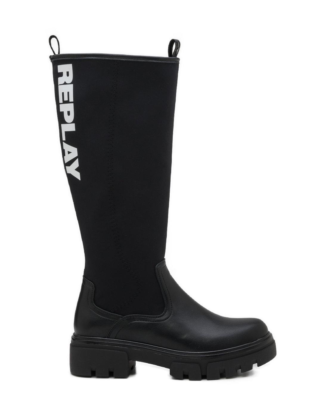 Bota alta Replay Hanna High negra con cremallera para mujer