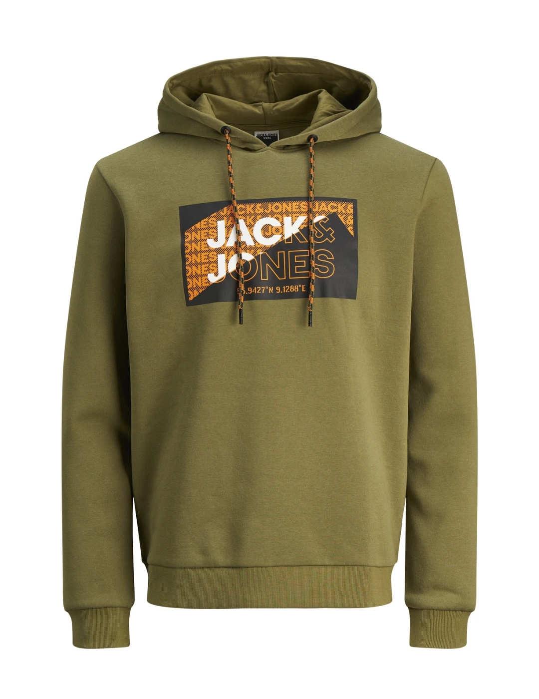 Sudadera Jack&Jones Logan verde con capucha para hombre