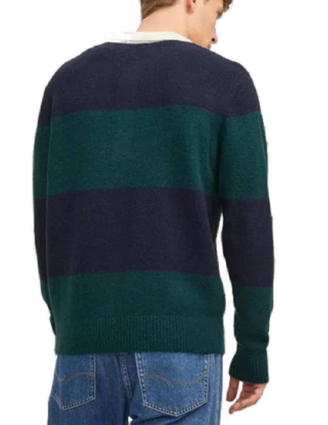 Jersey Jack&Jones raya verde y azul marino para hombre