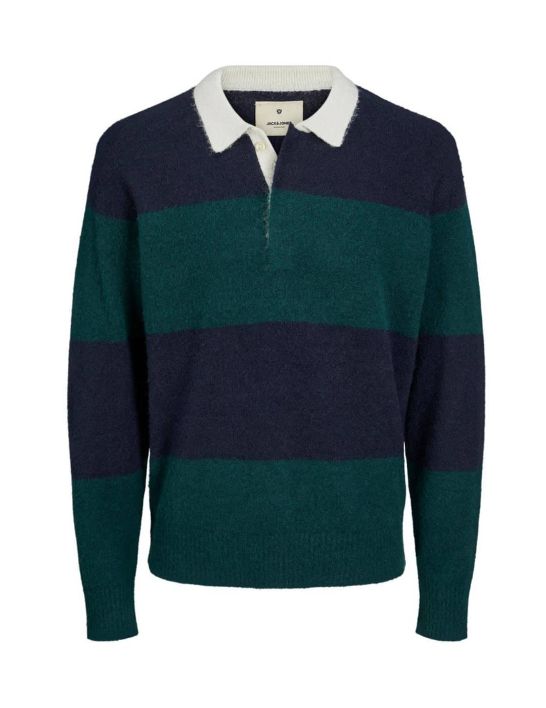 Jersey Jack&Jones raya verde y azul marino para hombre